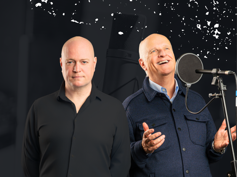 Voice artist recording in studio